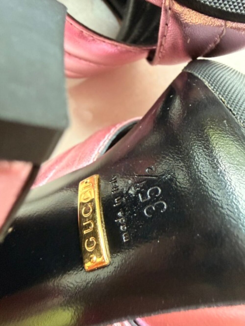 Gucci Webby Heels Metallic Pink Size 35 1/2 excellent condition - Picture 6 of 9